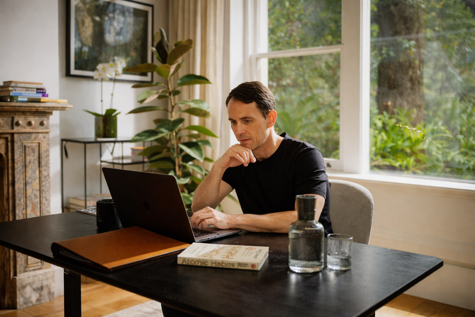 Jason Moore working at desk